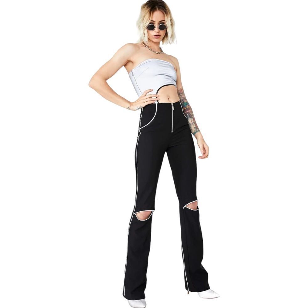 I.AM.GIA Y2K Jet Pants w/Knee Cutouts Zip Front Straight Leg Size S